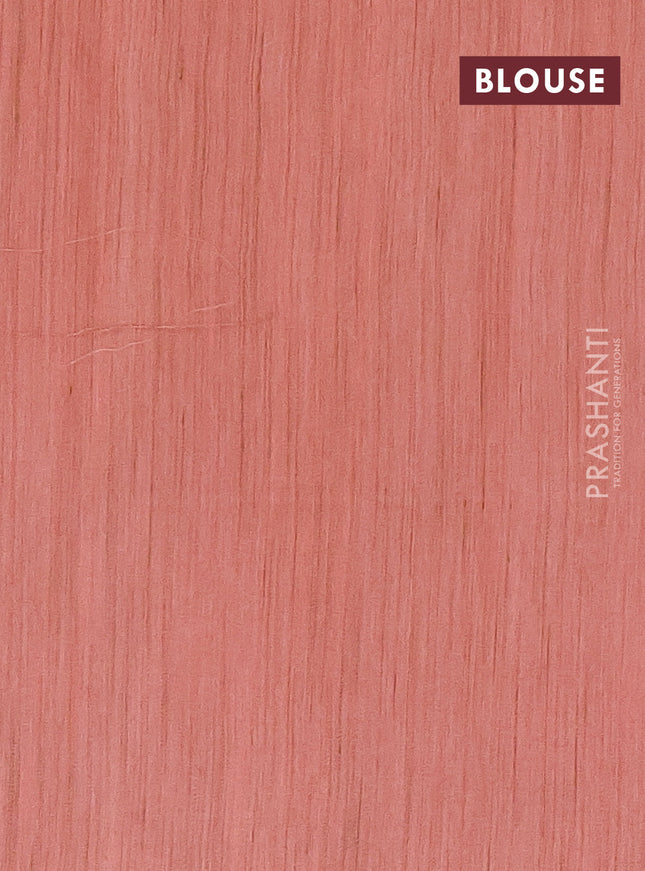 Semi bamboo saree peach shade with woven buttas and zari woven piping border