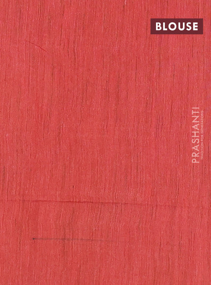 Semi bamboo saree red with woven buttas and zari woven piping border