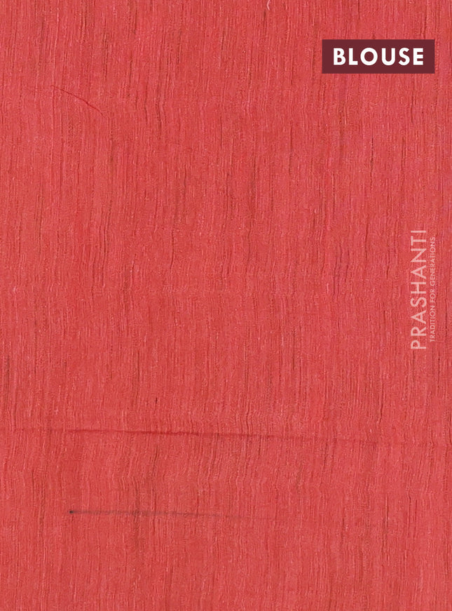 Semi bamboo saree red with woven buttas and zari woven piping border