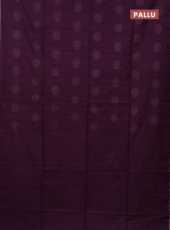 Semi bamboo saree purple with woven buttas and zari woven piping border