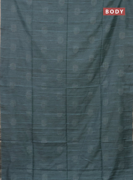 Semi bamboo saree pastel blue with woven buttas and zari woven piping border