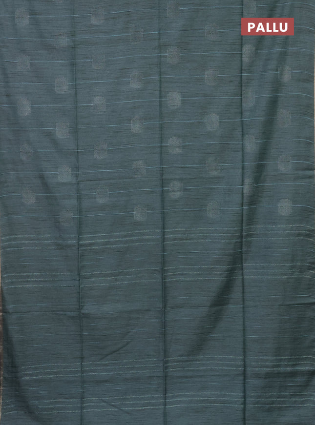 Semi bamboo saree pastel blue with woven buttas and zari woven piping border