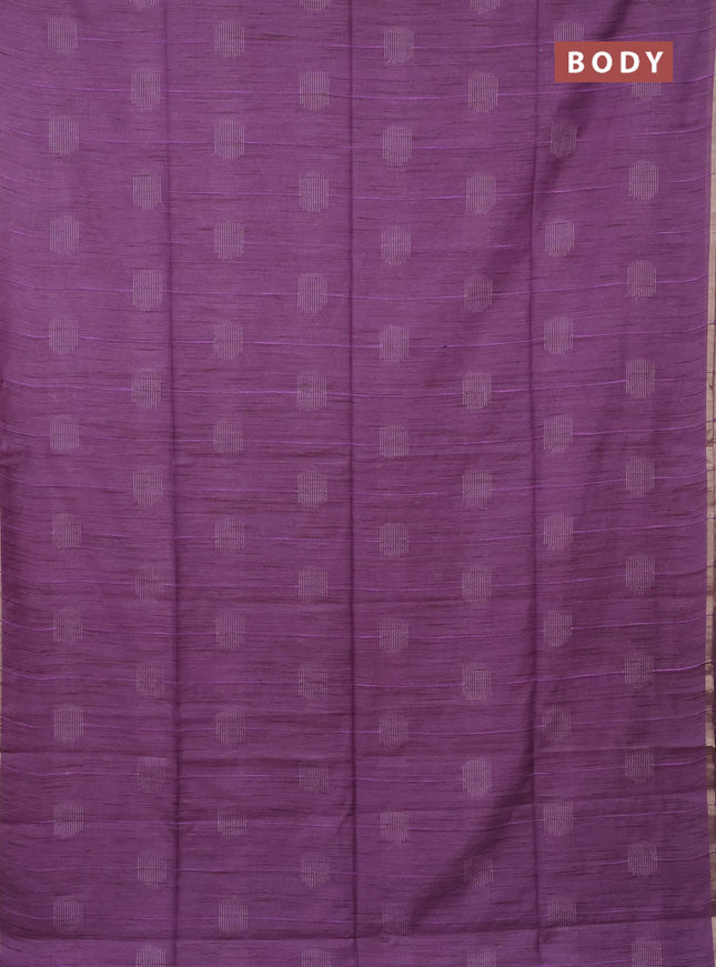 Semi bamboo saree lavender with woven buttas and zari woven piping border