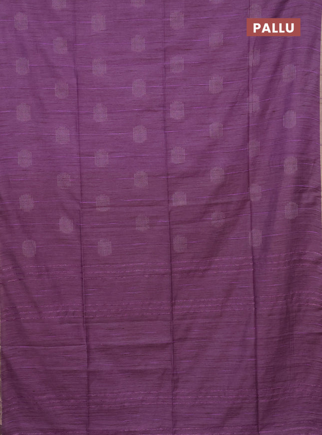Semi bamboo saree lavender with woven buttas and zari woven piping border