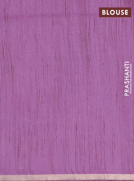 Semi bamboo saree lavender with woven buttas and zari woven piping border