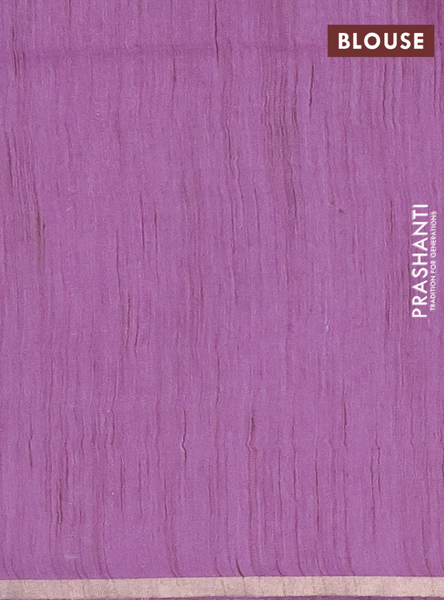 Semi bamboo saree lavender with woven buttas and zari woven piping border