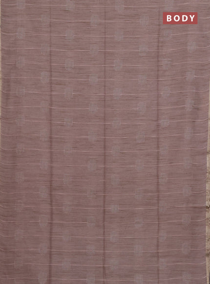 Semi bamboo saree beige with woven buttas and zari woven piping border