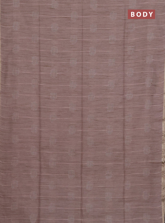 Semi bamboo saree beige with woven buttas and zari woven piping border