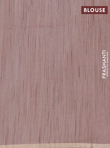 Semi bamboo saree beige with woven buttas and zari woven piping border