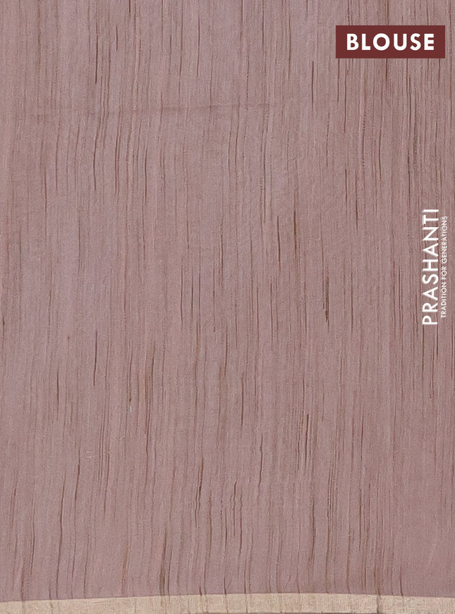 Semi bamboo saree beige with woven buttas and zari woven piping border