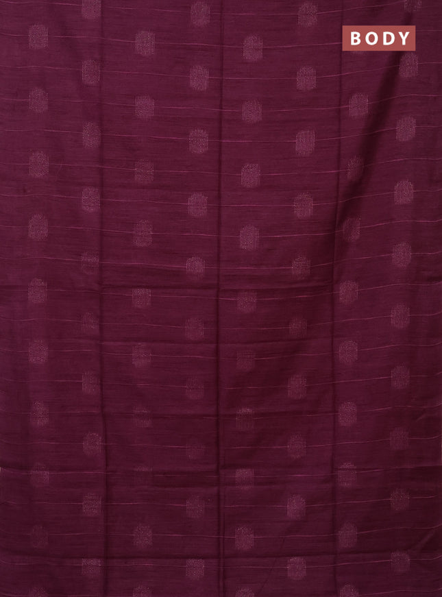 Semi bamboo saree magenta pink with woven buttas and zari woven piping border