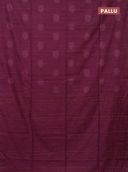 Semi bamboo saree magenta pink with woven buttas and zari woven piping border