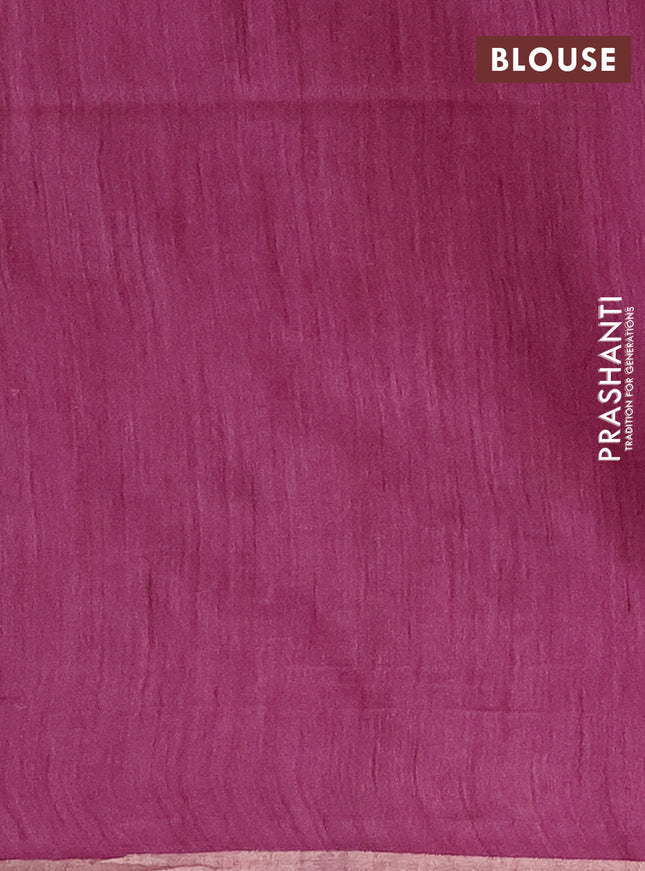 Semi bamboo saree magenta pink with woven buttas and zari woven piping border