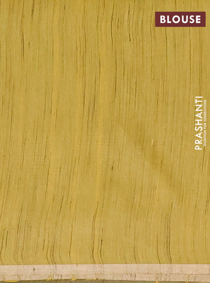 Semi bamboo saree yellow with woven buttas and zari woven piping border