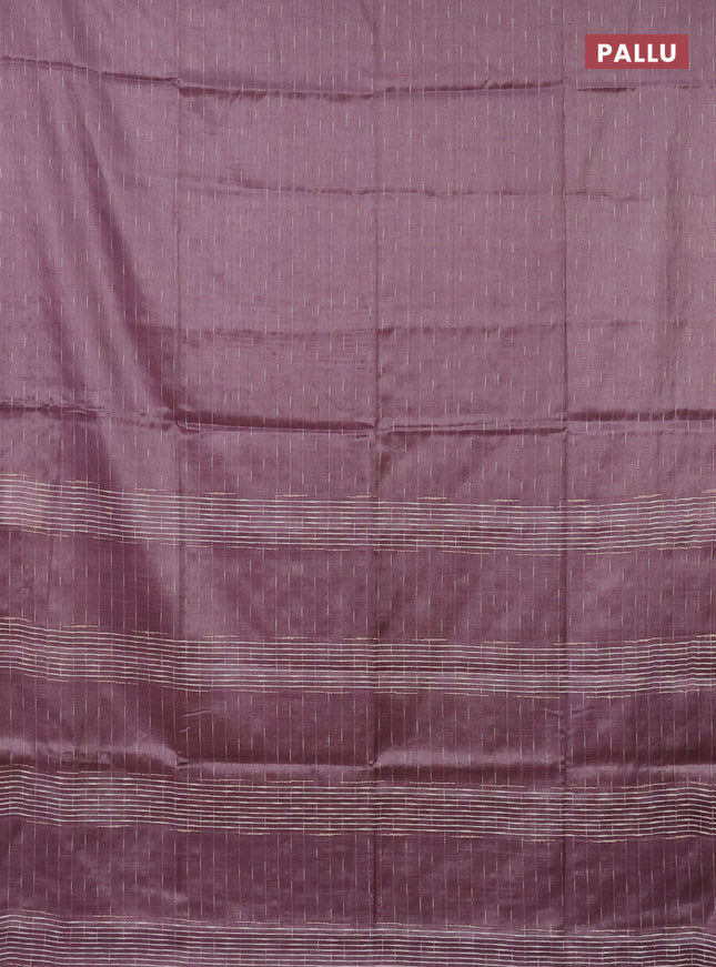 Semi bamboo tissue saree mild purple with allover thread weaves in borderless style