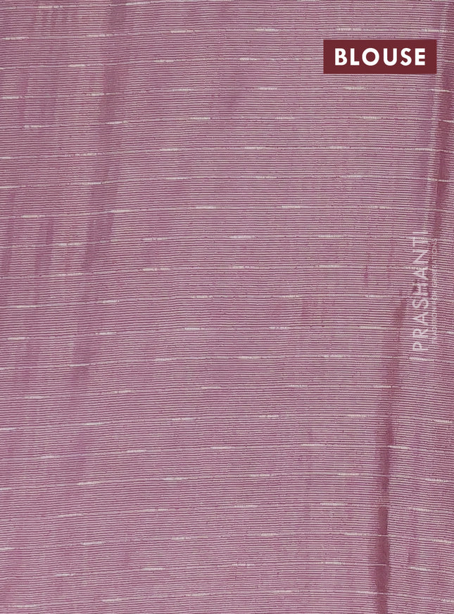 Semi bamboo tissue saree mild purple with allover thread weaves in borderless style