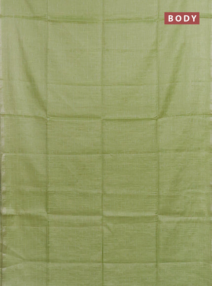 Semi bamboo tissue saree light green with allover thread weaves in borderless style