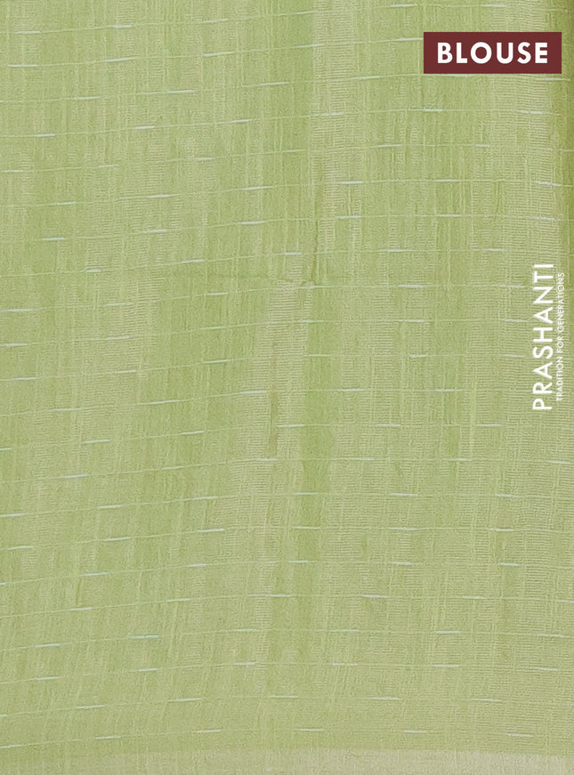 Semi bamboo tissue saree light green with allover thread weaves in borderless style