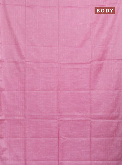 Semi bamboo tissue saree light pink with allover thread weaves in borderless style