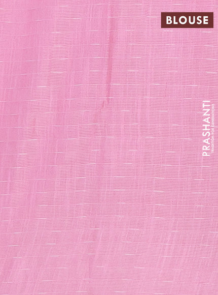 Semi bamboo tissue saree light pink with allover thread weaves in borderless style