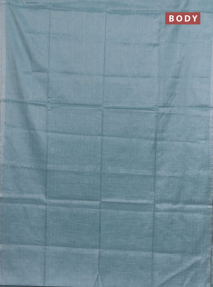 Semi bamboo tissue saree pastel blue with allover thread weaves in borderless style