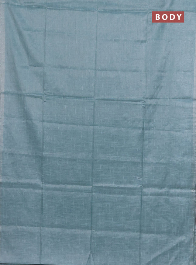 Semi bamboo tissue saree pastel blue with allover thread weaves in borderless style