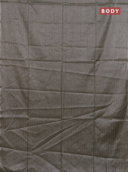 Semi bamboo tissue saree grey with allover thread weaves in borderless style