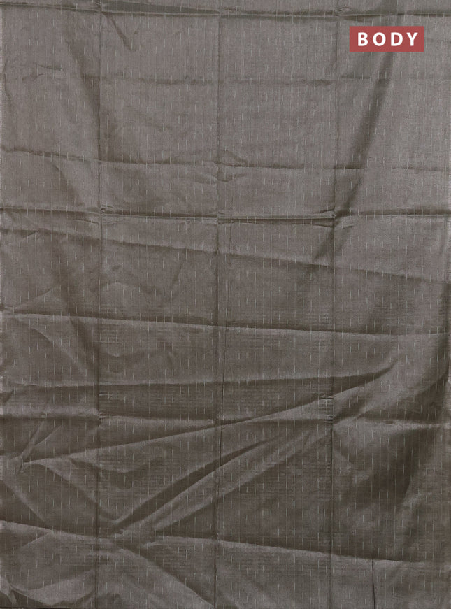 Semi bamboo tissue saree grey with allover thread weaves in borderless style