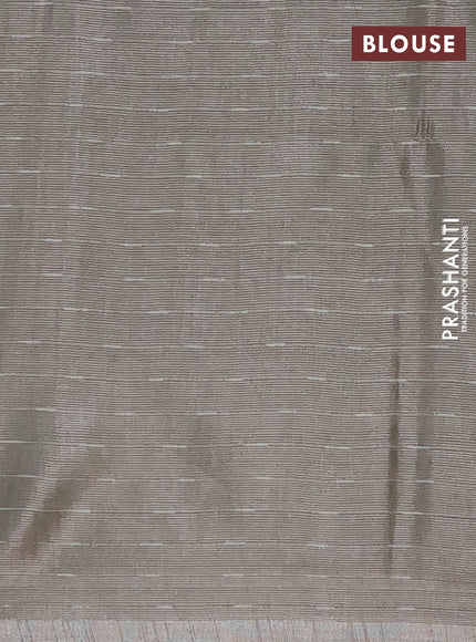 Semi bamboo tissue saree grey with allover thread weaves in borderless style