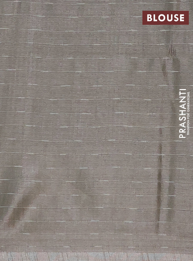 Semi bamboo tissue saree grey with allover thread weaves in borderless style