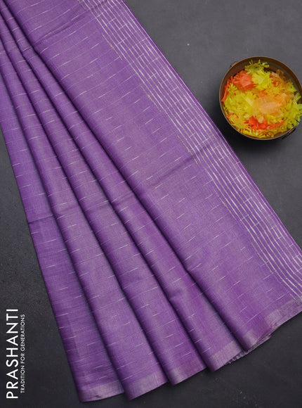 Semi bamboo tissue saree lavender with allover thread weaves in borderless style