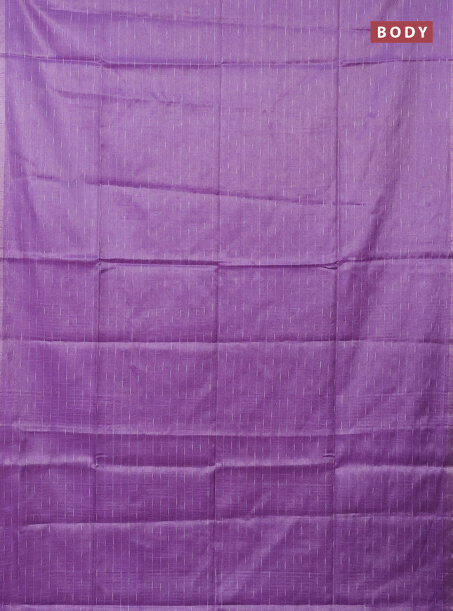 Semi bamboo tissue saree lavender with allover thread weaves in borderless style
