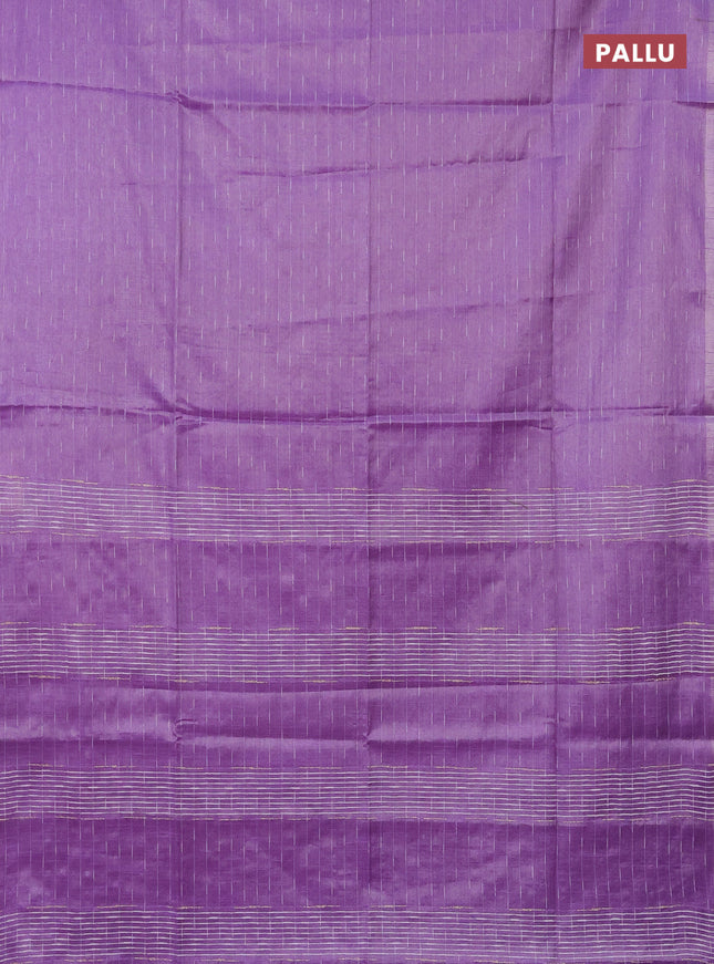 Semi bamboo tissue saree lavender with allover thread weaves in borderless style