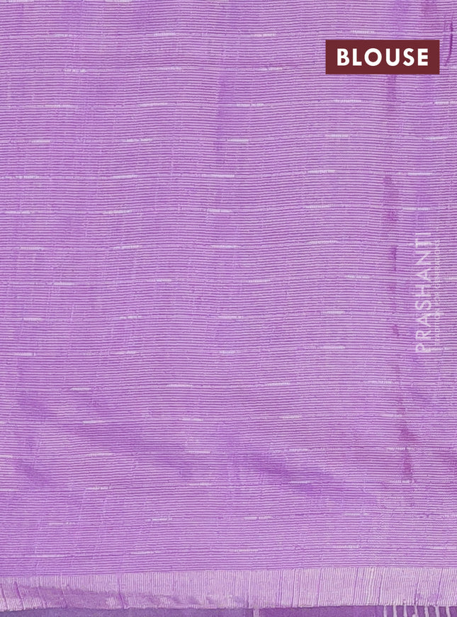 Semi bamboo tissue saree lavender with allover thread weaves in borderless style