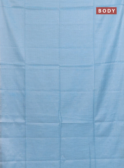 Semi bamboo tissue saree light blue with allover thread weaves in borderless style