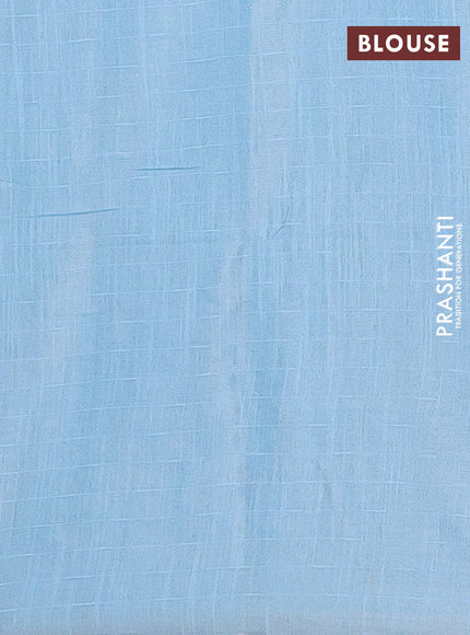Semi bamboo tissue saree light blue with allover thread weaves in borderless style