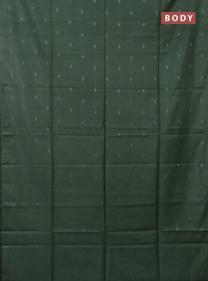 Semi bamboo saree green shade with silver zari woven buttas in borderless style