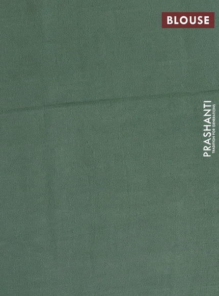 Semi bamboo saree green shade with silver zari woven buttas in borderless style