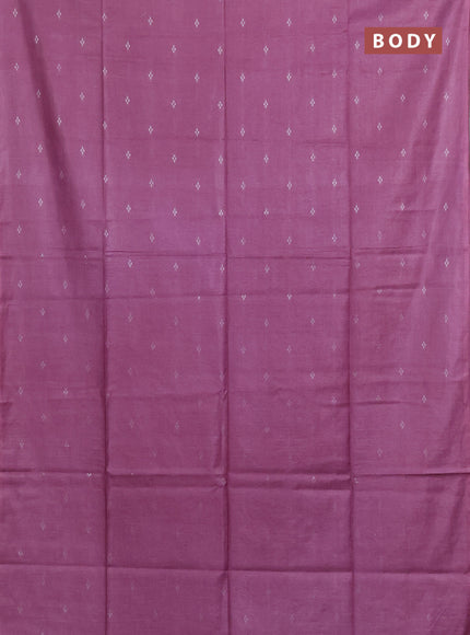 Semi bamboo saree pastel pink with silver zari woven buttas in borderless style