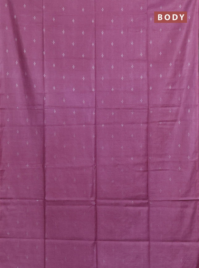 Semi bamboo saree pastel pink with silver zari woven buttas in borderless style