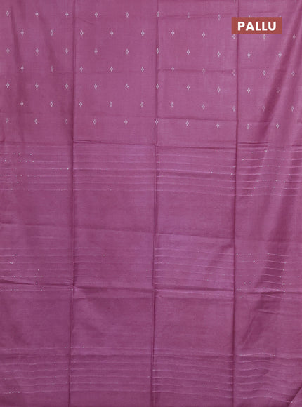 Semi bamboo saree pastel pink with silver zari woven buttas in borderless style