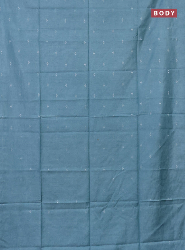 Semi bamboo saree pastel blue with silver zari woven buttas in borderless style