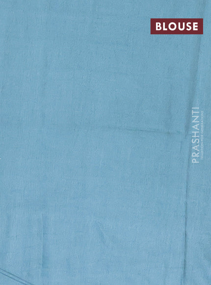 Semi bamboo saree pastel blue with silver zari woven buttas in borderless style