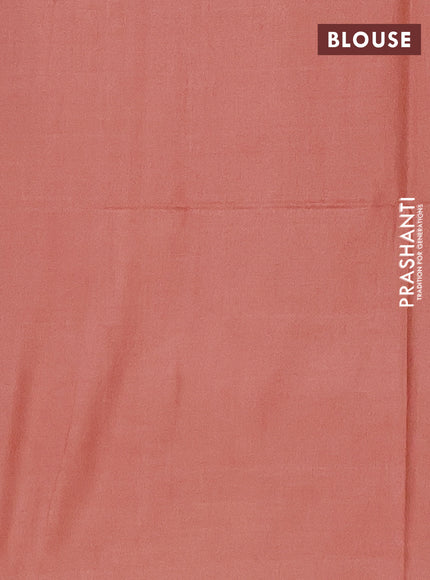 Semi bamboo saree peach orange with silver zari woven buttas in borderless style