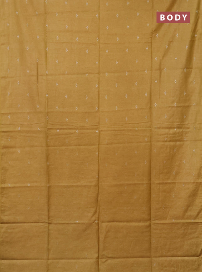 Semi bamboo saree mustard yellow with silver zari woven buttas in borderless style