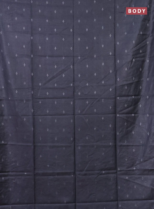 Semi bamboo saree grey with silver zari woven buttas in borderless style