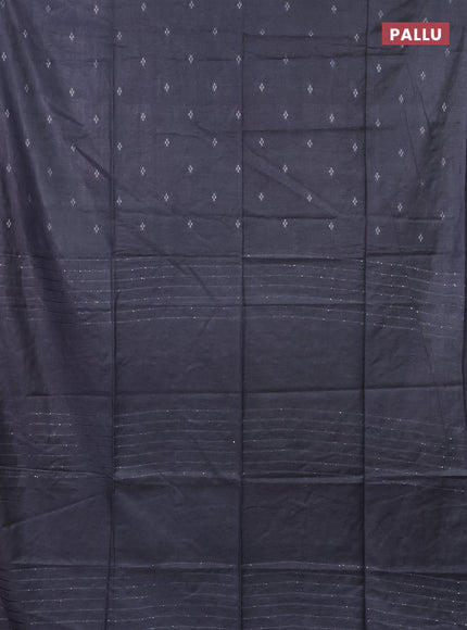 Semi bamboo saree grey with silver zari woven buttas in borderless style