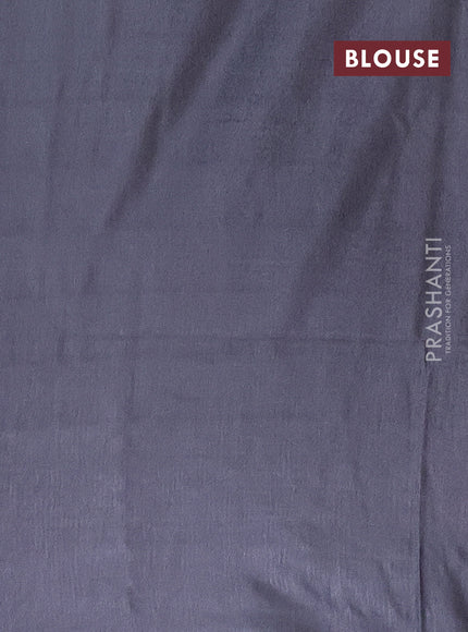 Semi bamboo saree grey with silver zari woven buttas in borderless style