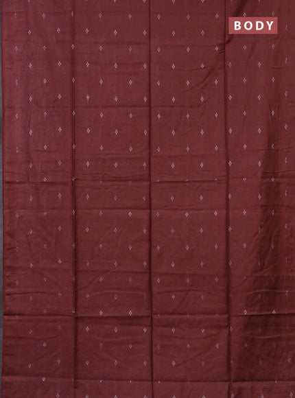 Semi bamboo saree maroon with silver zari woven buttas in borderless style