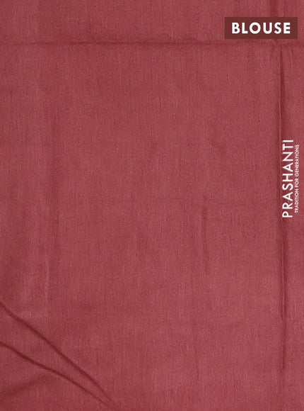 Semi bamboo saree maroon with silver zari woven buttas in borderless style